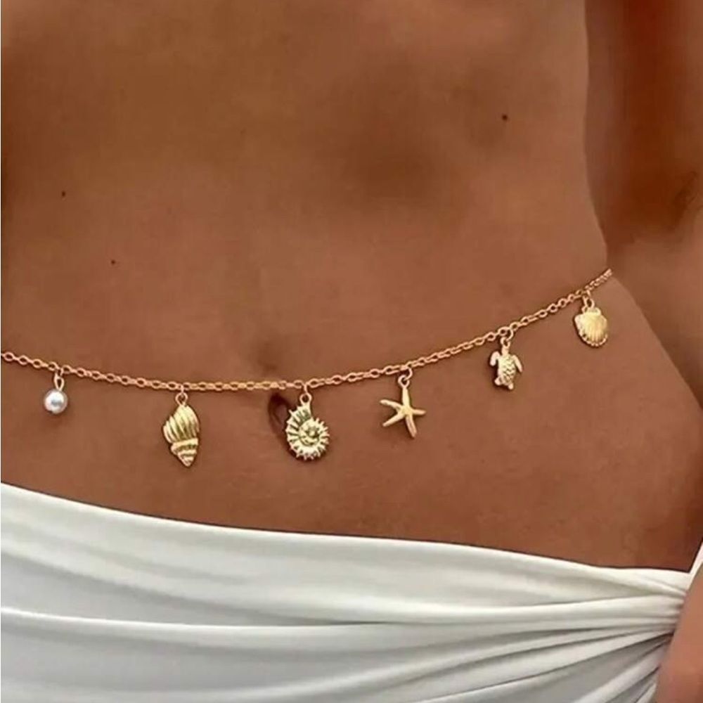 Gold Seashell Charm Waist Chain R253